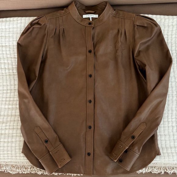 STUNNING! Frame Charlie Leather Shirt, size M - Picture 7 of 14